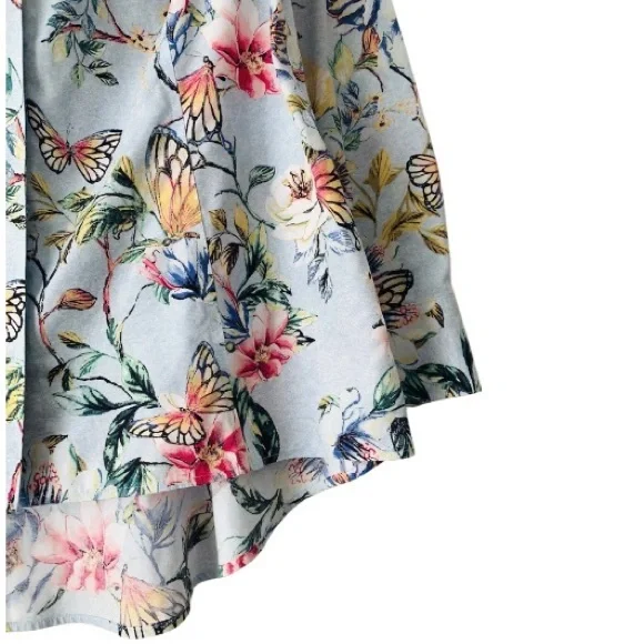 Chico’s No Iron Butterfly Floral Button-Up Shirt Women Size 12/14 Preppy Office - Picture 8 of 12